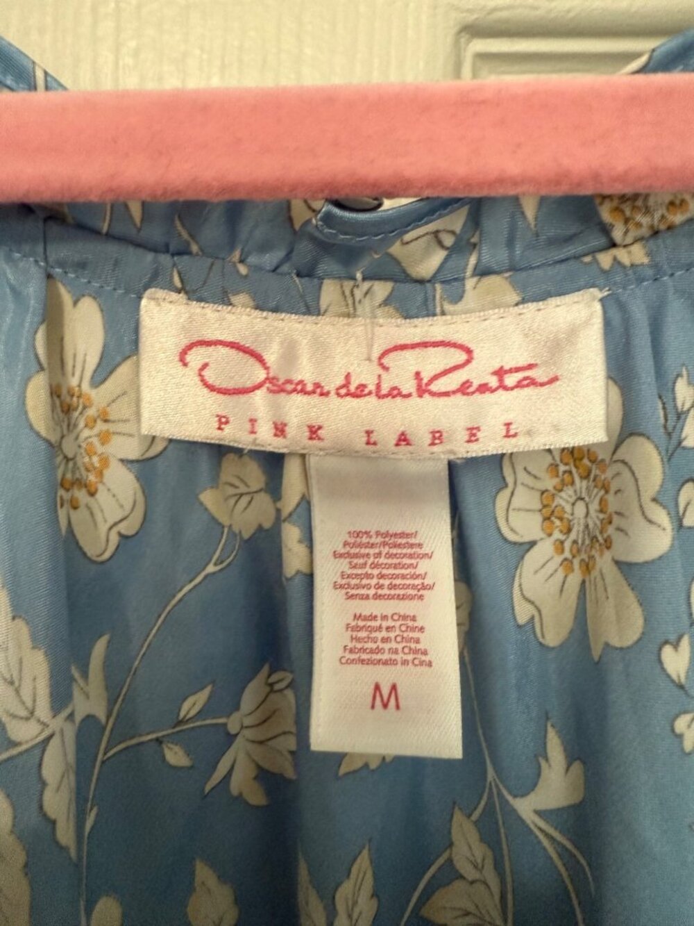 Vintage Oscar De La Renta Floral Satin Nightgown Slip Sleepwear Ruffle Medium - Picture 5 of 6